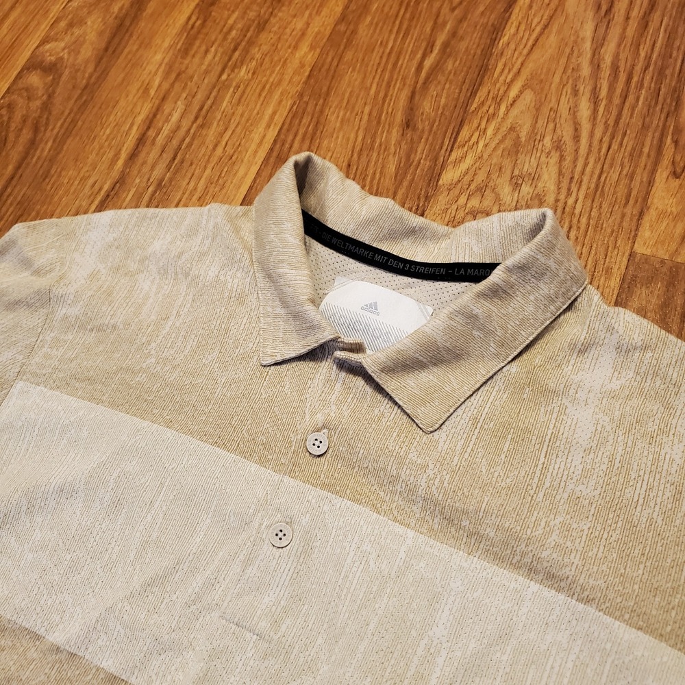 Adidas Adicross Golf Polo Shirt Men‎ Medium Beige Tan Breathable